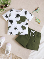 Children's Dinosaur Print Pocket Tee & Shorts Set