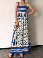 Sardine Print Spaghetti Strap Maxi Dress