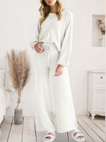 Long Sleeve Lounge Top and Drawstring Pants Set - Ladyez