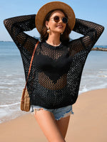 Heart Openwork Long Sleeve Cover-Up - Ladyez