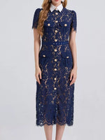 Lace Button-Down Midi Dress