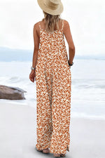 Floral Print Spaghetti Strap Wide Leg Jumpsuit