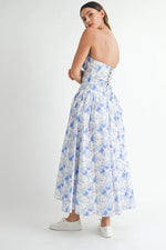 MABLE Sweetheart Neckline Floral Printed Midi Dress