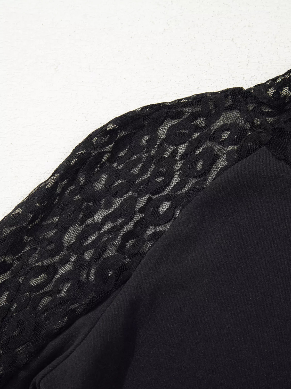 Leopard Mesh Patchwork Knit Long Sleeve Top