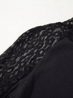 Leopard Mesh Patchwork Knit Long Sleeve Top