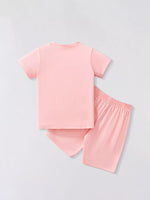 Children's Swan Round Neck Tee and Shorts Casual Set