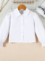 Children's Long Sleeve Shirt & Pleated Skirt Set with Belt