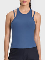 Millennia Cutout Round Neck Racerback Active Tank - Ladyez