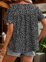 Perfee Lace Detail Floral Round Neck Short Sleeve Blouse