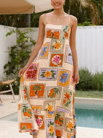 Printed Strapless Maxi Cami Dress - Ladyez