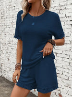 Tassel Round Neck Top and Shorts Set