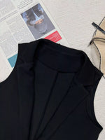 Sleeveless Notch Collar Longline Vest Coat