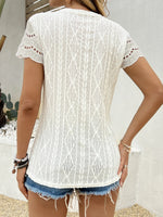 Crochet Lace Short Sleeve T-Shirt - Ladyez