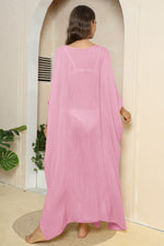 V-Neck Three-Quarter Sleeve Cover-Up - Ladyez
