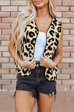 Leopard Button Up Vest Coat