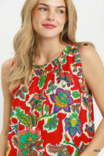 Umgee Abstract Print Sleeveless Shift Dress