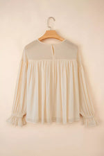 Round Neck Ruffle Sleeve Blouse
