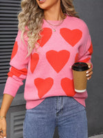 Valentine's Day Heart Round Neck Knitted Sweater