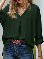 Elegant V-Neck Long Sleeve Blouse
