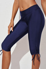Drawstring Ruched Swim Shorts - Ladyez