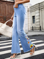 Floral Embroidered Flare Jeans