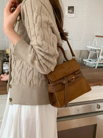 Suede Buckle Decor Crossbody Bag