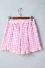 Gingham Ruffle Hem Shorts