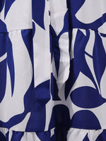 Off-Shoulder Cutout Leaf Print Maxi Dress