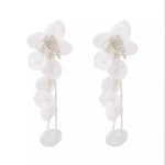Floral Petal Beaded Tassel Drop Earrings