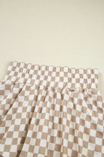 Checkered Long Sleeve Top and Skirt Two-Piece Set