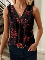 Printed V-Neck Tank - Ladyez
