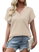 Striped V-Neck Relaxed Fit T-Shirt