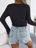 Crochet Knit Tie Front Cropped Cardigan