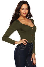 Button Detail Bodysuit - Ladyez