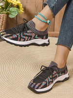 Mesh Knit Lace Up Athletic - Ladyez