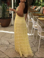 Ruched Halter Neck Maxi Dress
