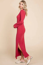 Culture Code Full Size Round Neck Bodycon Bell Maxi Dress - Ladyez
