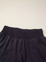 Solid Color Ribbed Patchwork High Waist Athletic Shorts