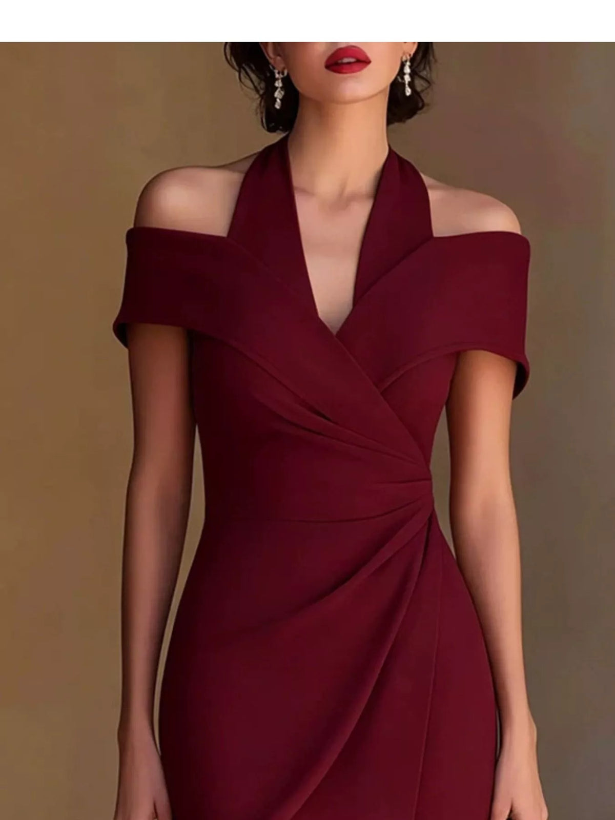 Cold Shoulder Halter Neck Midi Dress