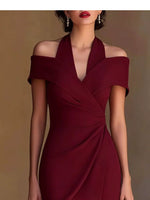 Cold Shoulder Halter Neck Midi Dress