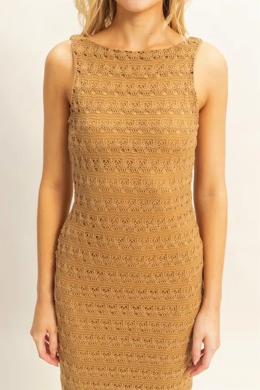HYFVE Sleeveless Crochet Open Back Maxi Dress