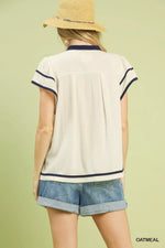 Umgee Linen Ruffle Sleeve Top