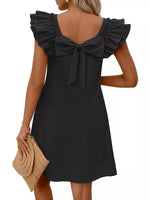 Ruffled Sleeve Square Neck Casual Dress
