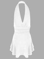 Halter Neck Ruffle Hem Mini Dress