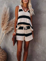 Striped Knit Tank and Shorts Set