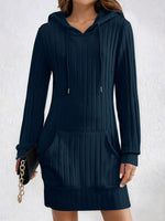 Ribbed Knit Hoodie Dress