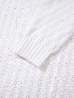 Textured Knit Ribbed Edge V Neck Loose Sweater