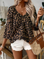 Leopard Print V-Neck Blouse