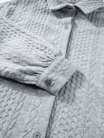 Cable Texture Puff Sleeve Loose Shacket