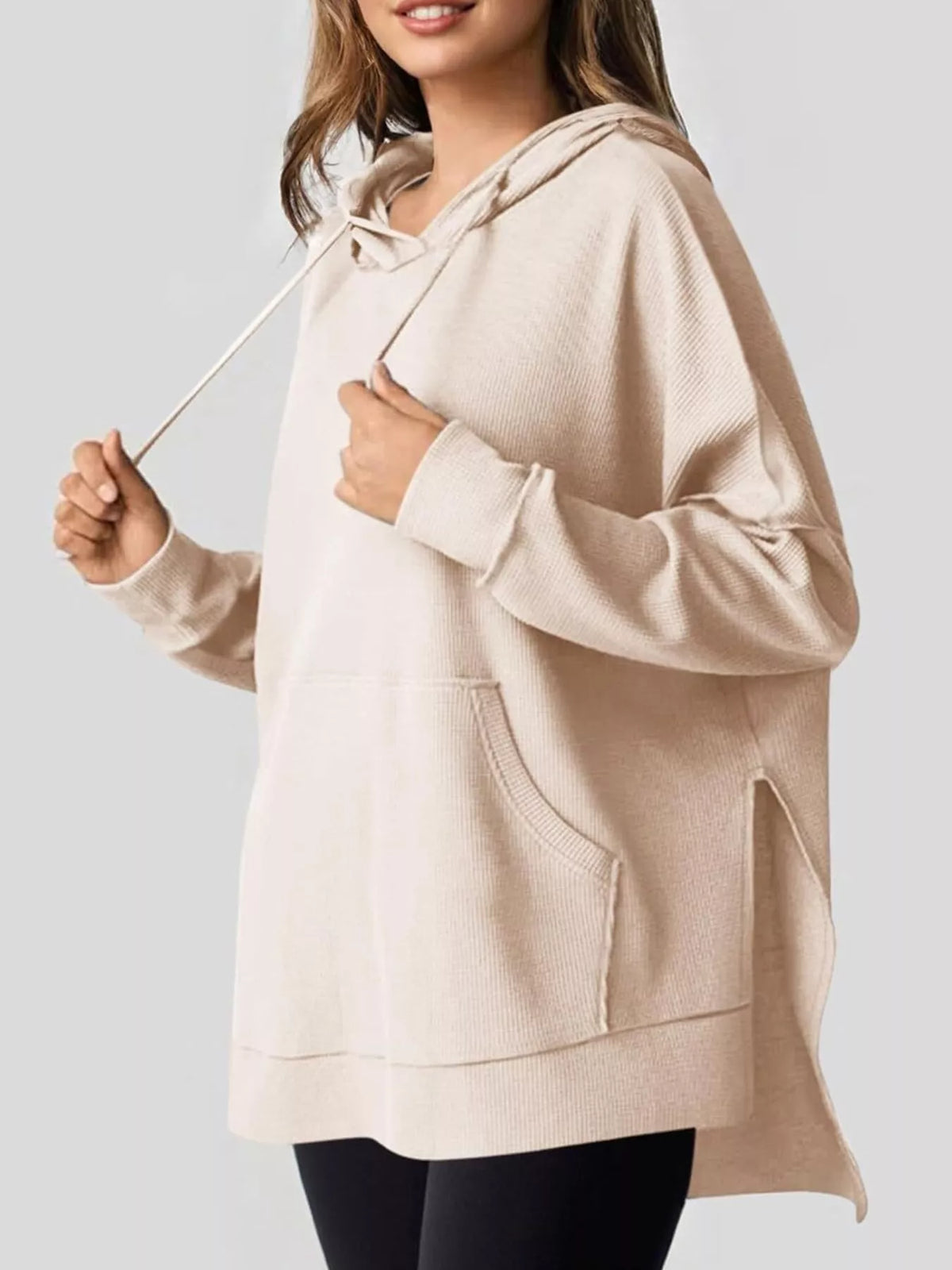 High-Low Hoodie with Kangaroo Pocket